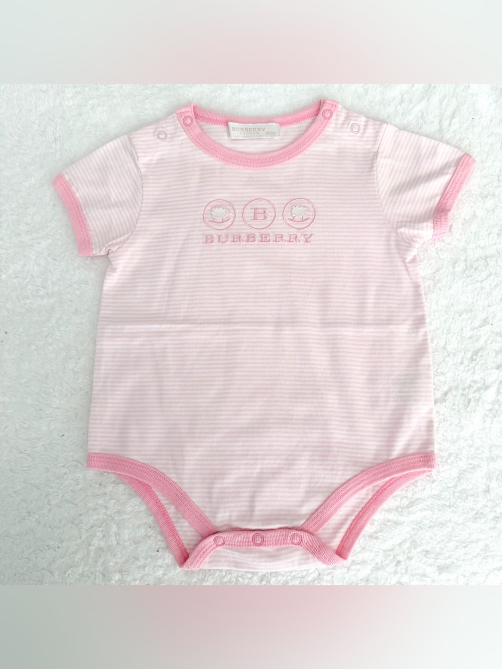 Burberry Baby Girl Infant 0-3m Rompers One Piece Short Sleeve Pink Sheep Logo